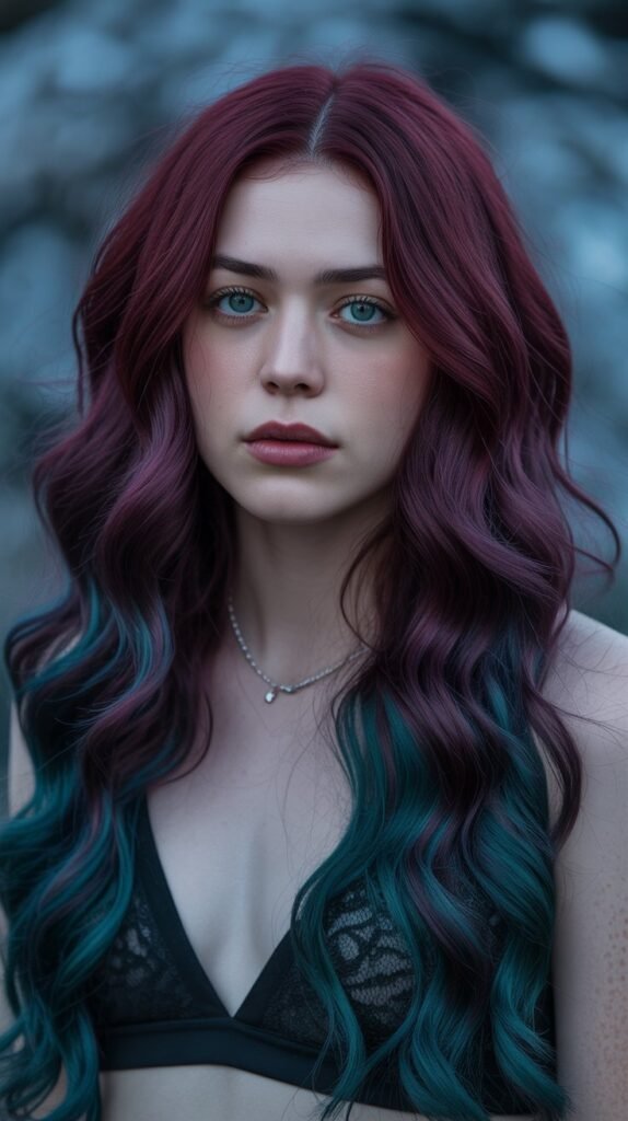 19. Burgundy and Teal Dark Mermaid