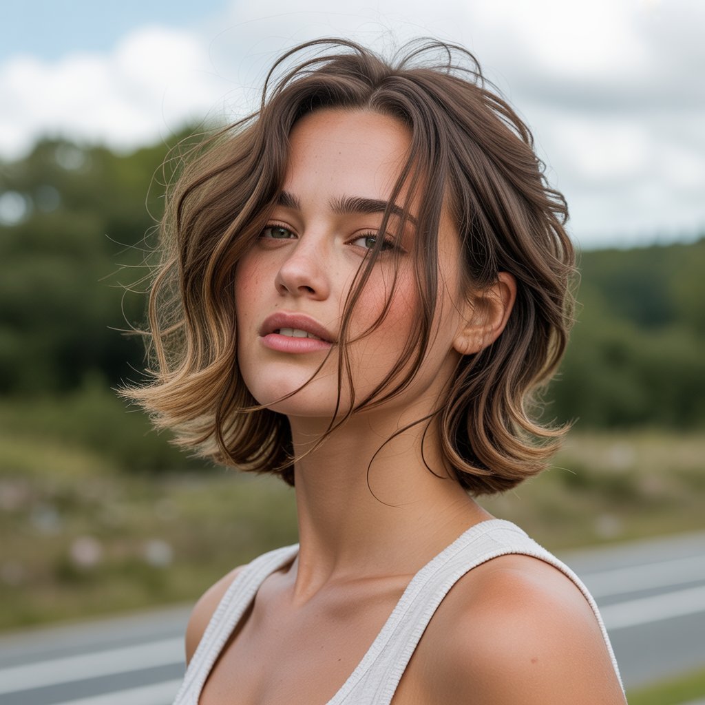 14. Tousled Long Bob with Messy Texture