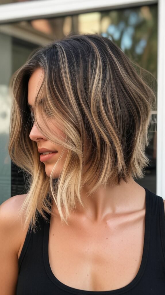 10. Choppy Bob with Balayage