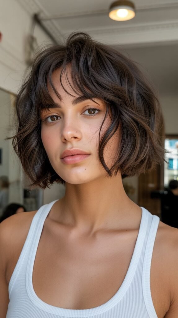 Choppy Bob with Bangs for Complete Transformation