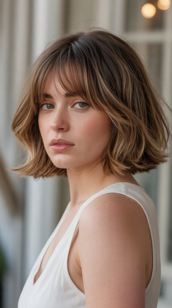 16. Choppy Bob with Curtain Bangs