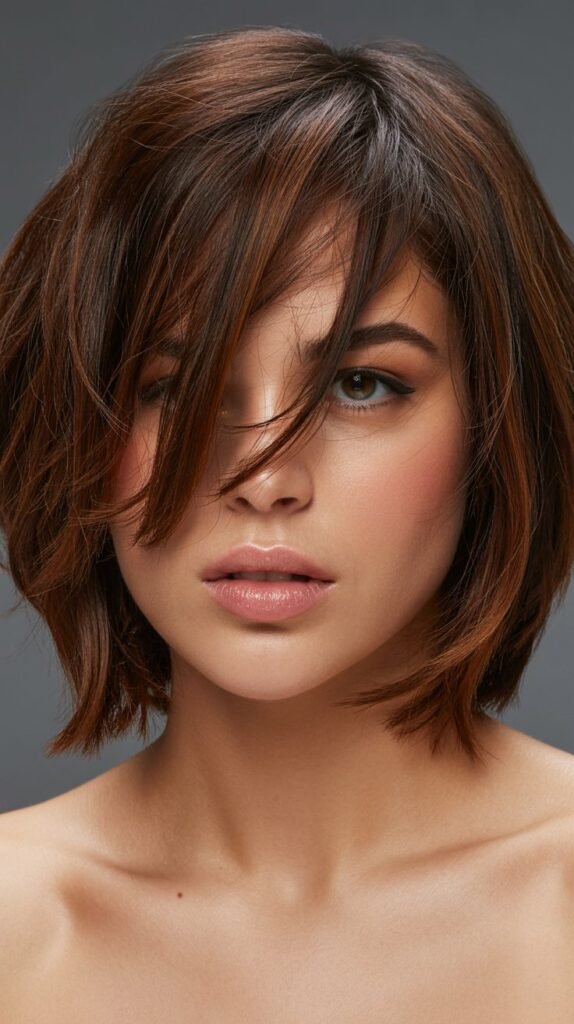 12. Choppy Bob with Side Swept Bangs