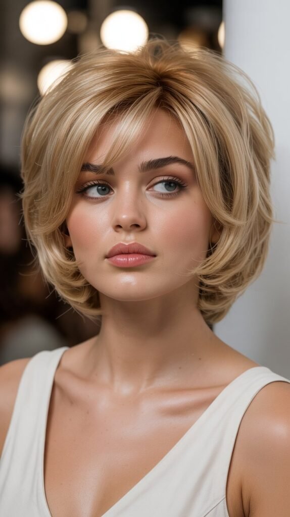 18. Layered Choppy Bob with Volume