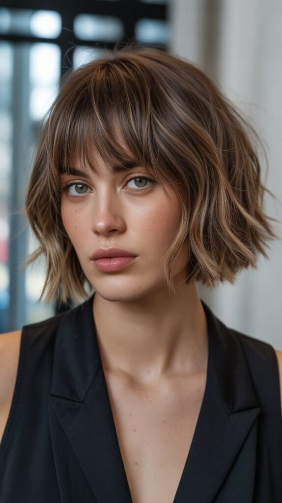 5. Choppy Bob with Bangs for Complete Transformation