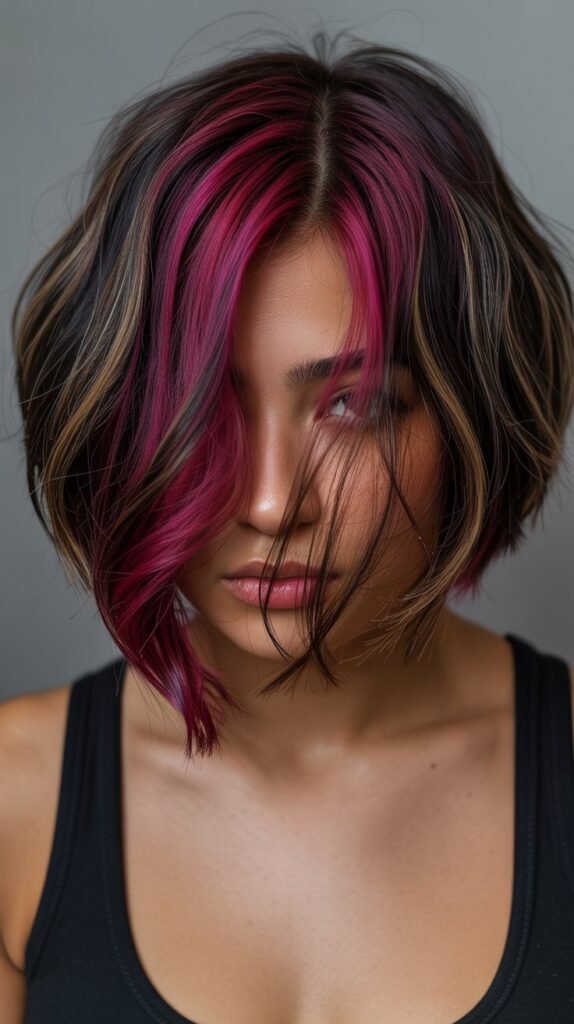 14. Choppy Bob with Peek-a-Boo Highlights