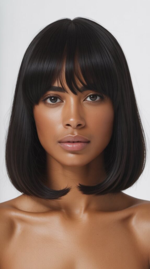 18. Long Bob with Straight-Across Bangs