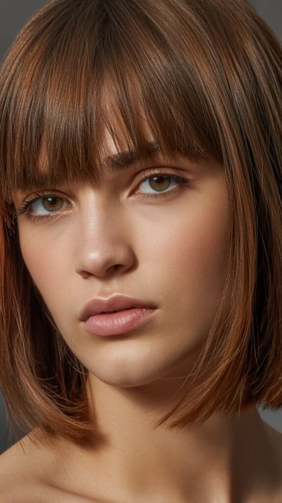 Textured Choppy Bob with Blunt Bangs