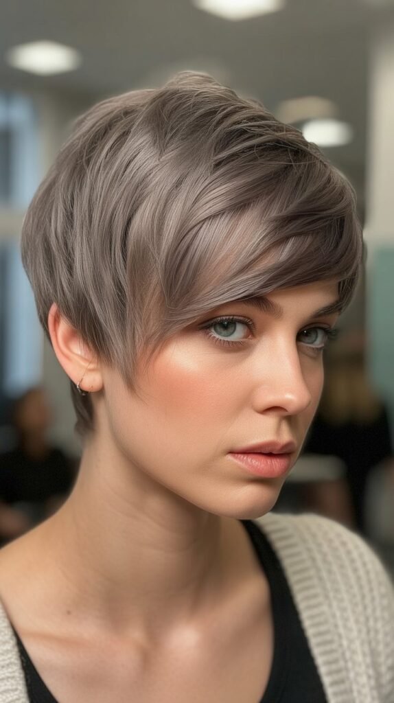 13. Ash Brown Pixie Cut