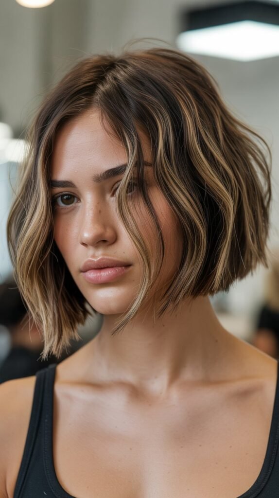 1. Classic Choppy Bob with Blunt Ends