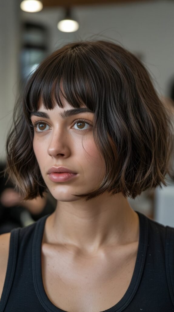 3. Choppy Bob with Blunt Bangs