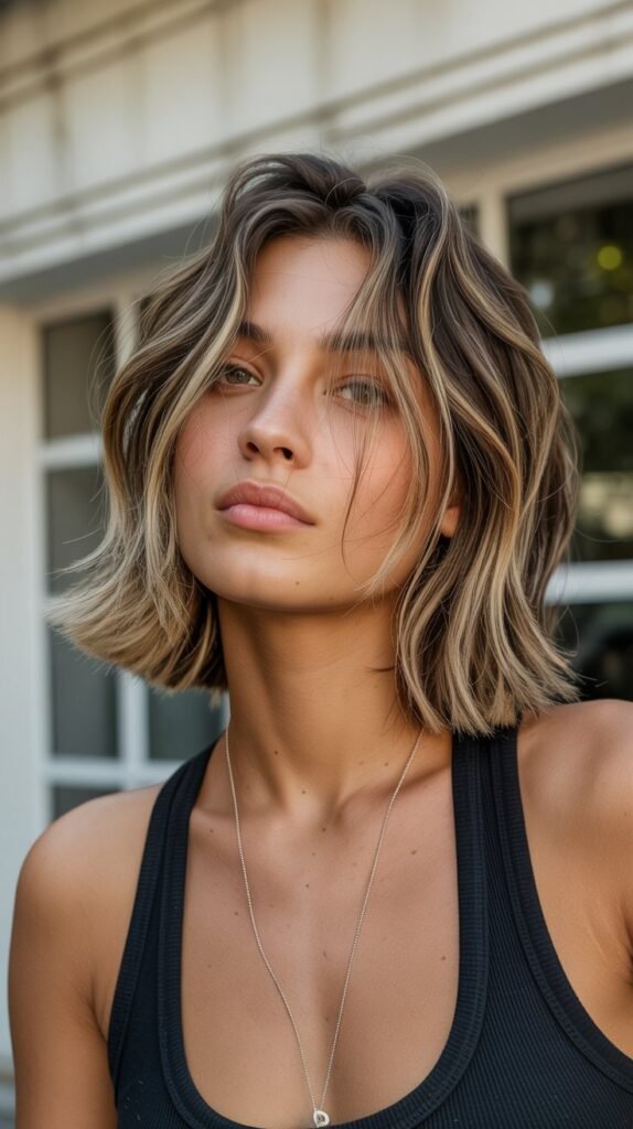 18. Piece-y Textured Long Bob