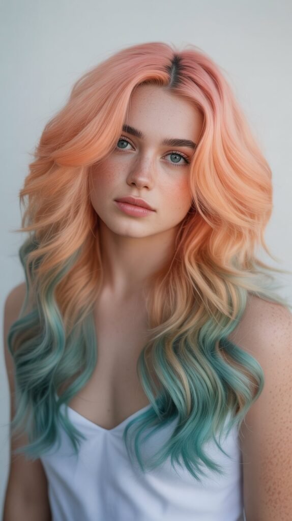 16. Coral and Seafoam Gentle Mermaid