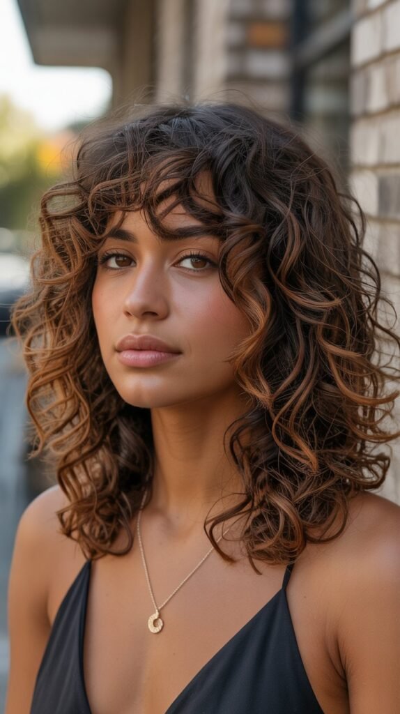 16. Chocolate Balayage with Cinnamon Spice Tones