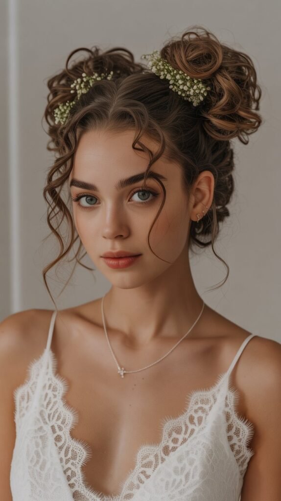 25. Curly Space Buns