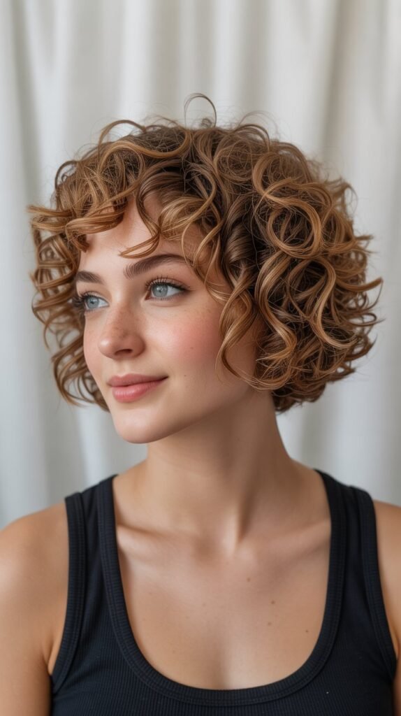 8. Curly Stacked Inverted Bob