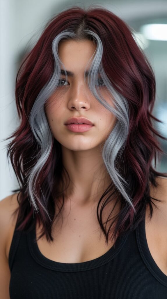 14. Burgundy with Silver Highlights