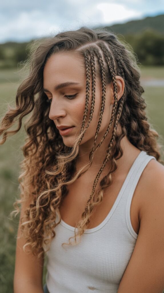 20. Bohemian Side Part Knotless Braids
