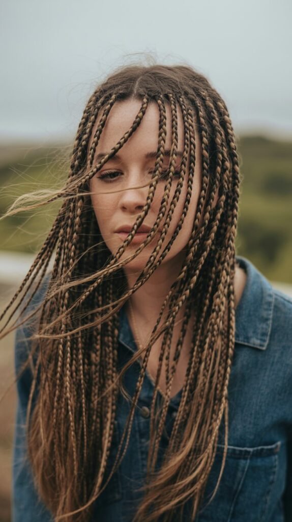 13. Layered Side Part Knotless Braids