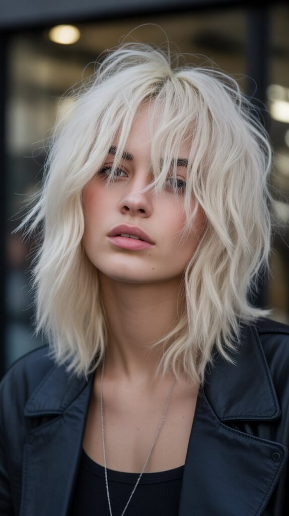 24. Shaggy Long Bob with Choppy Bangs