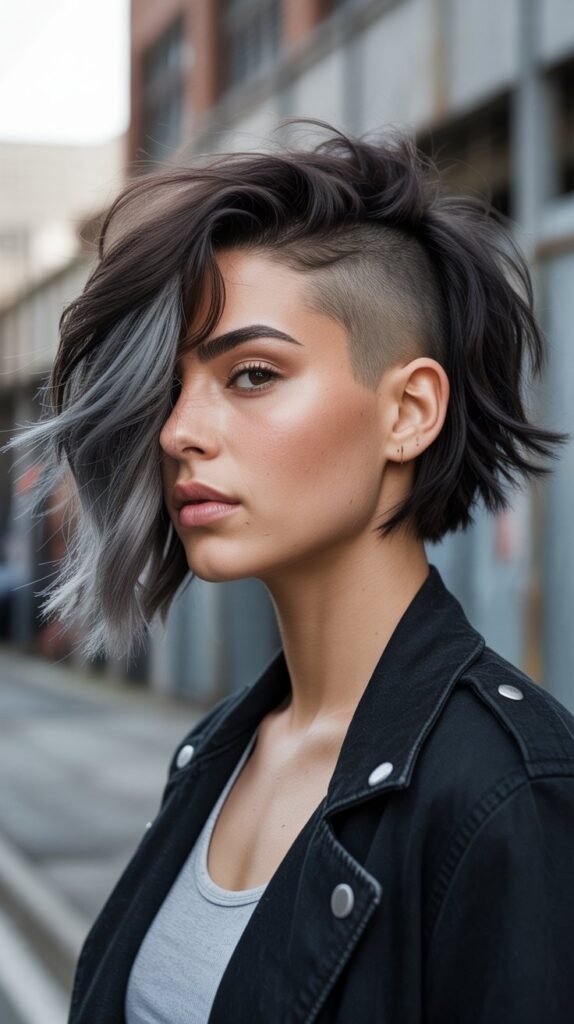 Edgy Shaggy Choppy Bob with Undercut