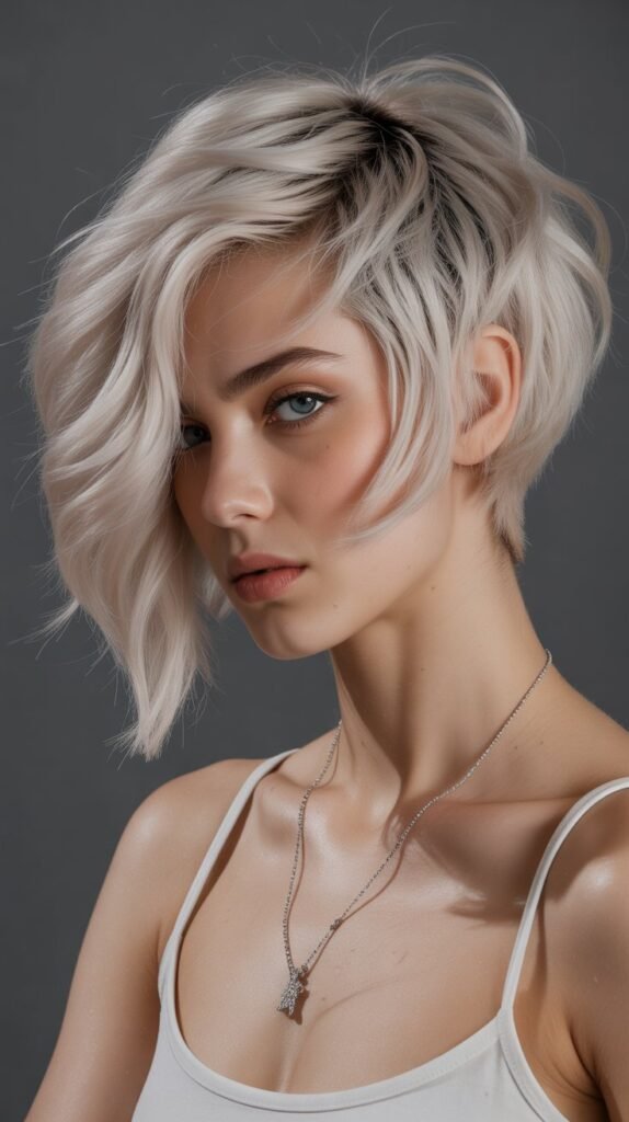  Asymmetrical Choppy Bob with Volume