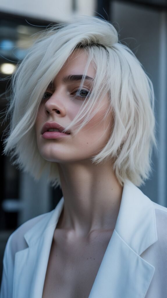 Choppy Bob with Platinum Blonde