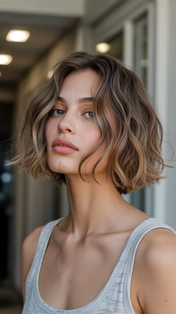 27. Choppy Bob Blowout with Air-Dried Finish