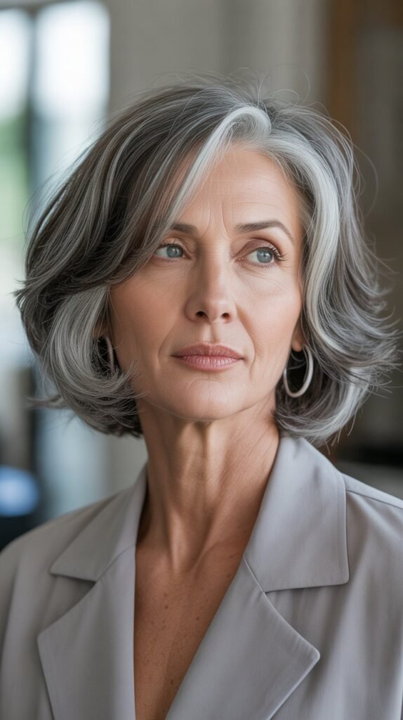 Choppy Bob with Natural Gray