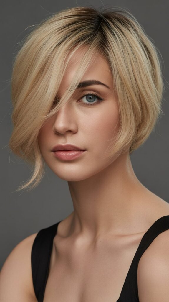 14. Choppy Bob with Long Side Bangs