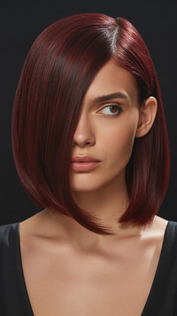 Deep Side Part Long Bob