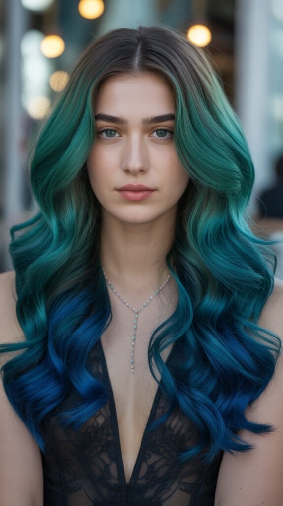 15. Emerald and Sapphire Jewel Tone Mermaid
