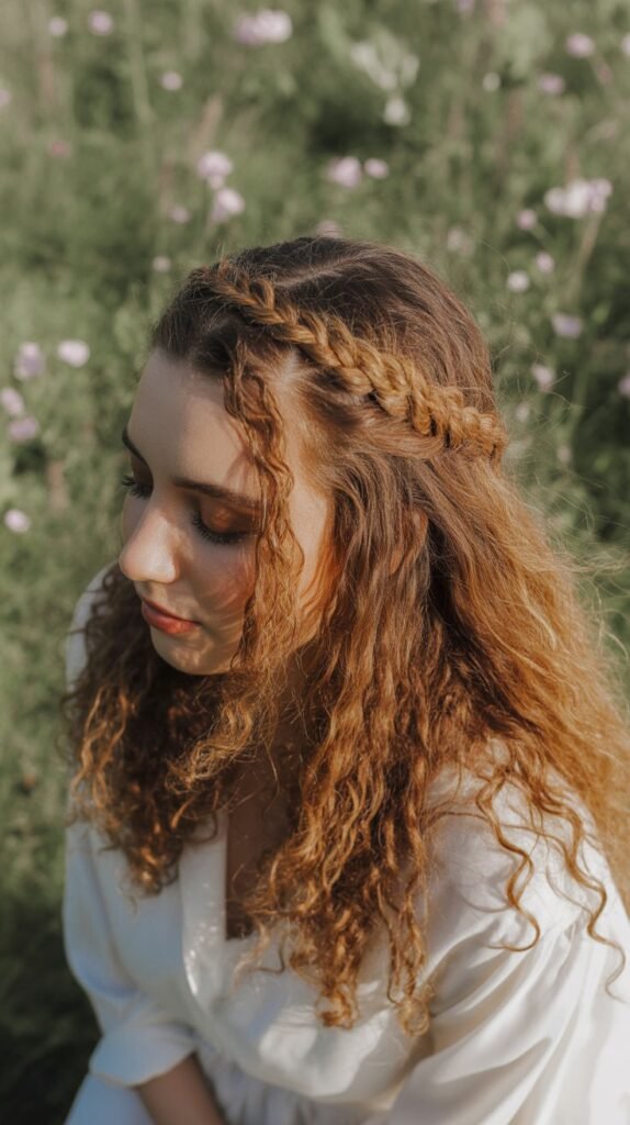 27. Braided Halo Half Up Style