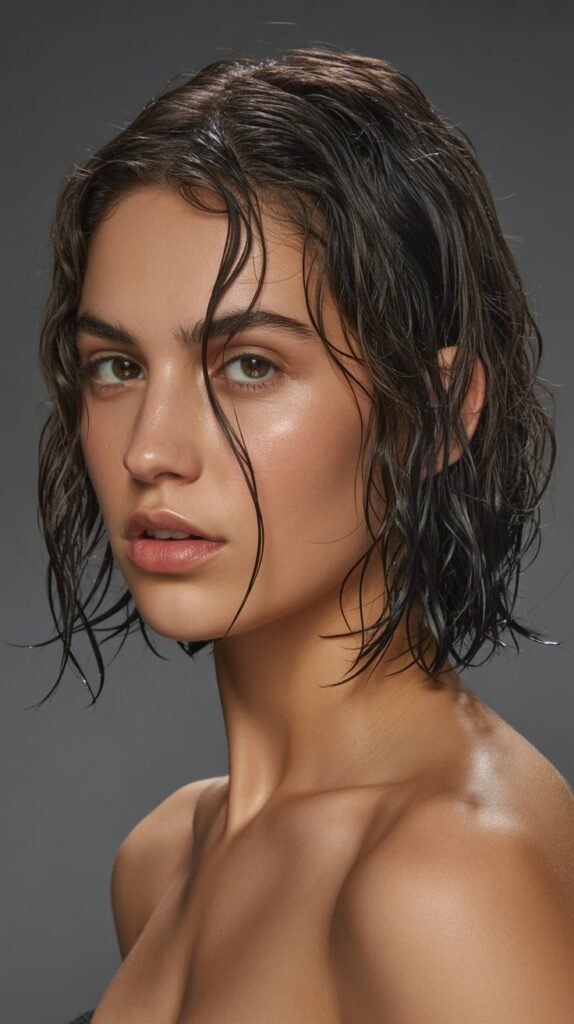 Choppy Bob with Wet Look Styling