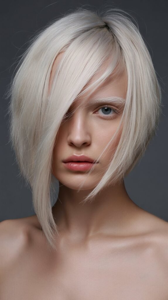 13. Asymmetrical Long Bob with Diagonal Bangs