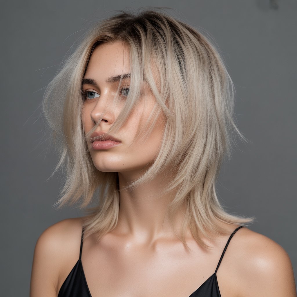 12. Long Bob with Choppy Ends