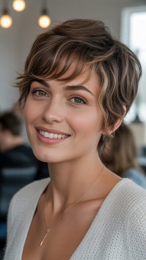 27. Messy Pixie with Face-Framing Layers