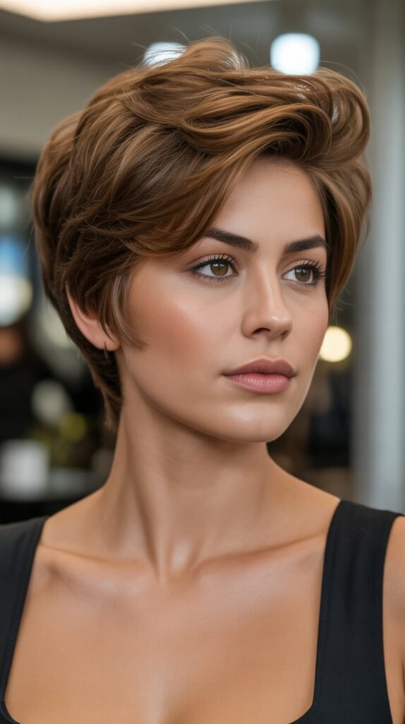 4. Voluminous Pixie with Height at Crown