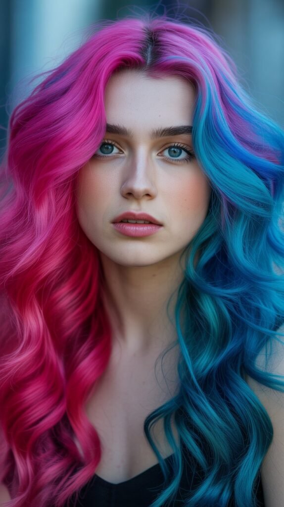 23. Fuchsia and Cyan Bold Statement Mermaid