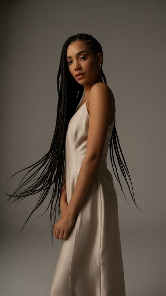 12. Waist-Length Side Part Knotless Braids