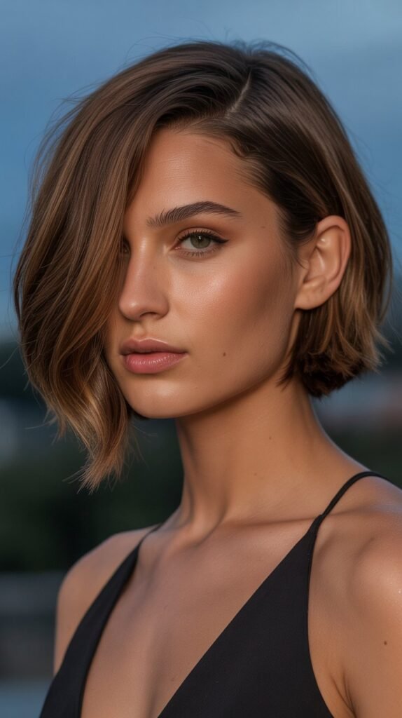 14. Choppy Bob with Deep Side Part