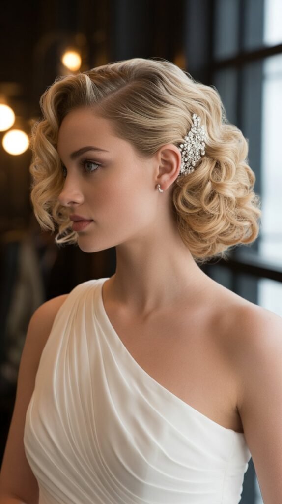 6. Side-Swept Curly Updo