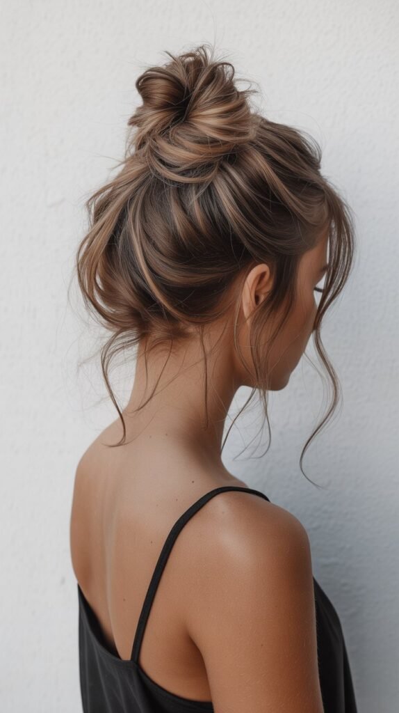 15. Half-Up Top Knot with Face-Framing Pieces
