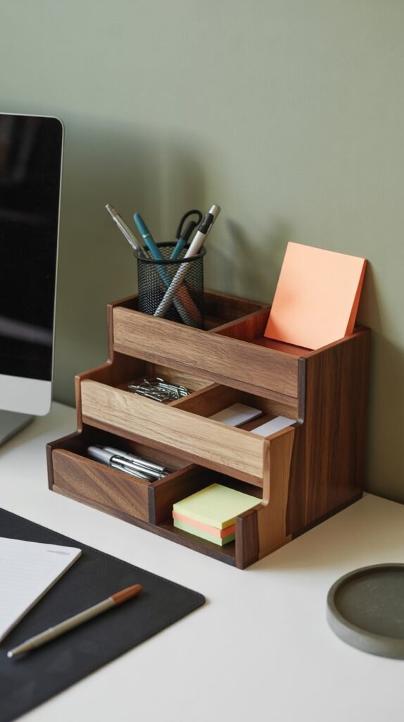 12. Wooden Desk Organizers