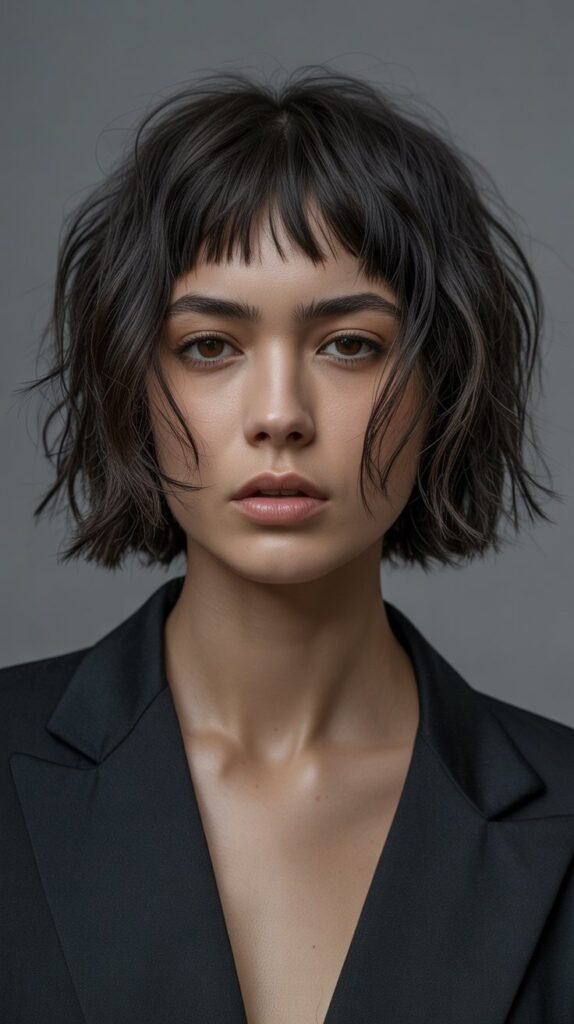 Shaggy Choppy Bob with Micro Bangs