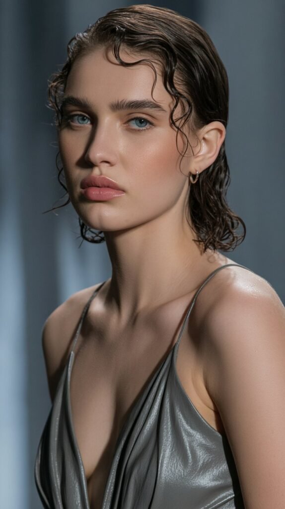 31. Wet Look Curly Slick Back