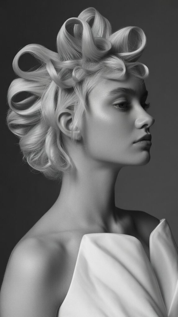 19. Sculptural Pinned Curls Updo