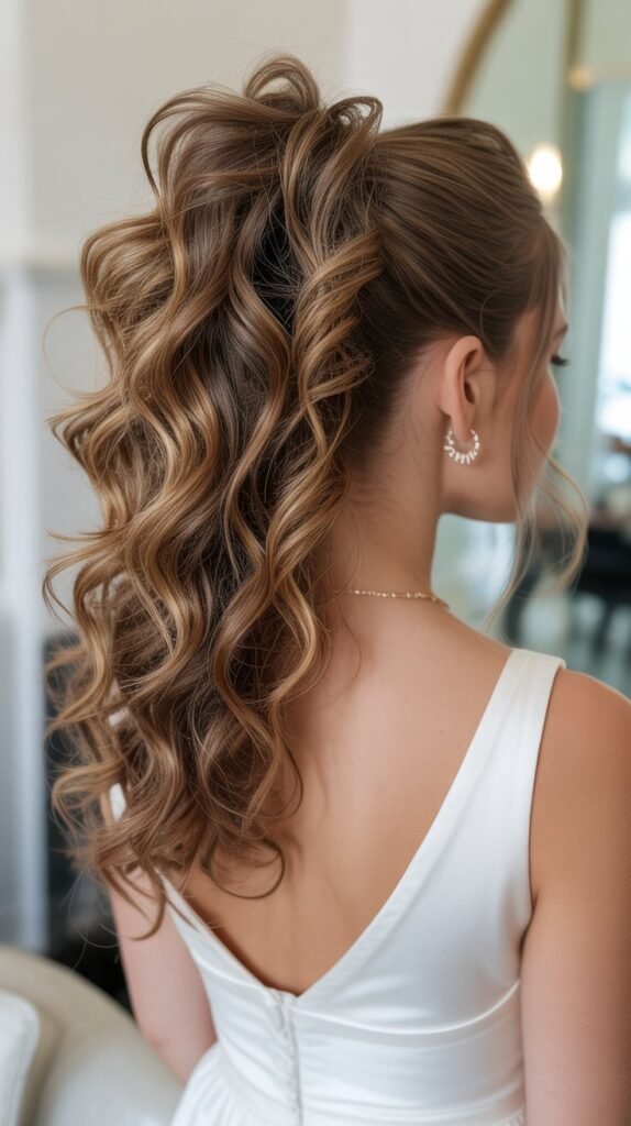 9. High Ponytail with Voluminous Curls