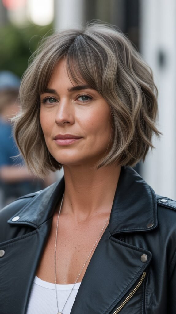 13. Polished Long Bob with Arched Bangs