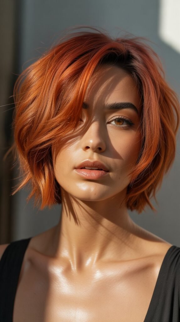 25. Choppy Bob with Copper Red Color