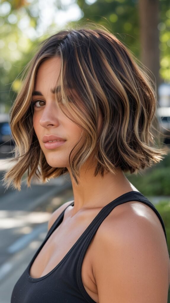 7. Choppy Bob with Balayage